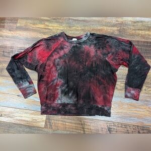 Peyton Jensen Tie Dye Long Sleeve, Crew Neck Crop Top in Size Small